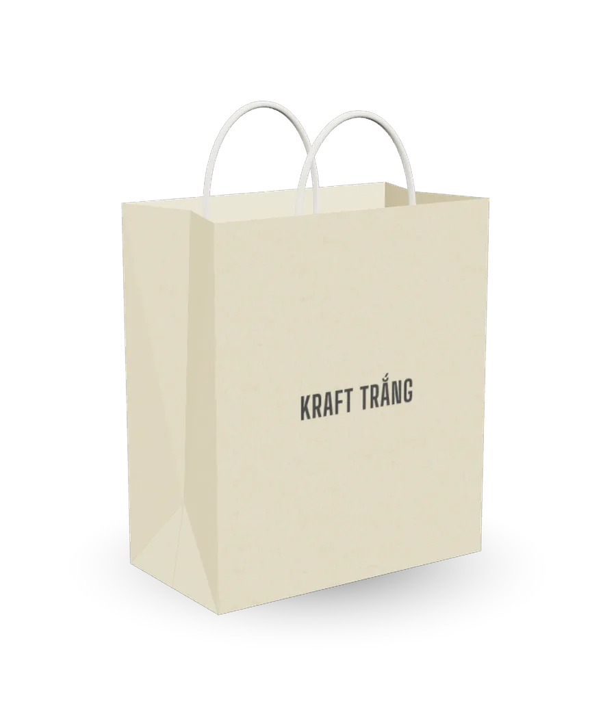 Túi giấy Kraft trắng minh hoạ 3D